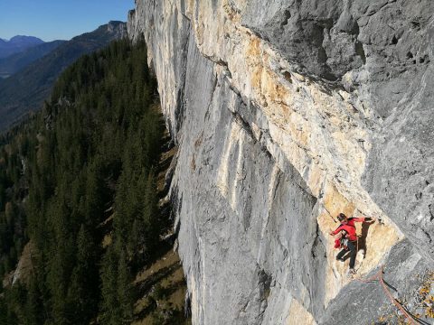 Boulderwelt Athlet Steffen in Schneidige Indianer einer Mehrseillänge
